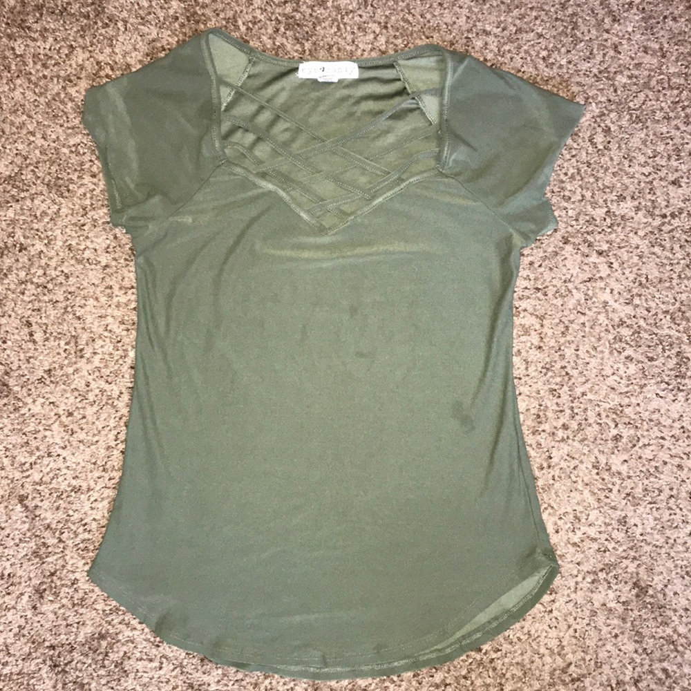 Army Green Criss Cross Blouse